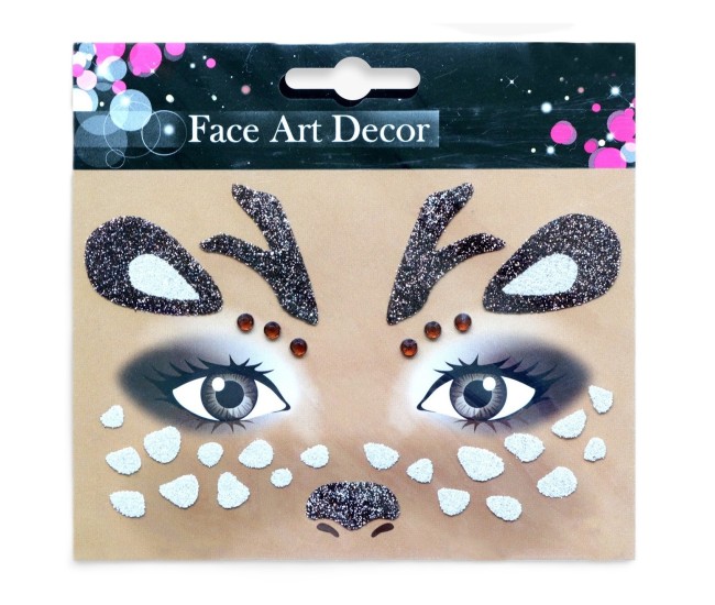 Sticker Temporar pentru Fata, Flippy, pentru Machiaj, Face Art, Halloween, Teatru, Model Caprioara, Maro