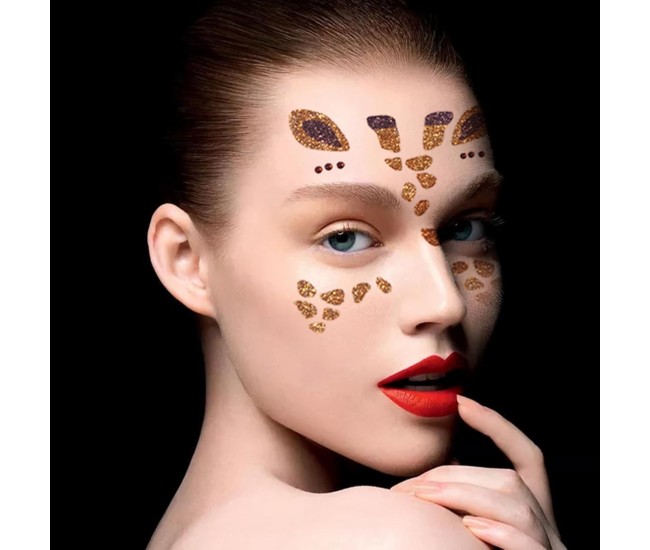 Sticker Temporar pentru Fata, Flippy, pentru Machiaj, Face Art, Halloween, Teatru, Model Girafa, Galben