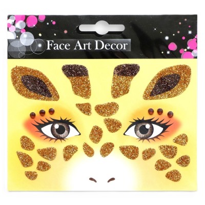 Sticker Temporar pentru Fata, Flippy, pentru Machiaj, Face Art, Halloween, Teatru, Model Girafa, Galben