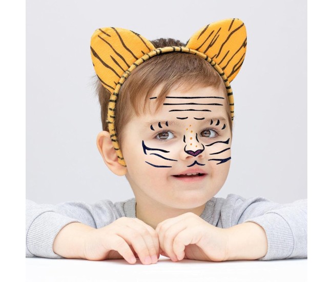 Sticker Temporar pentru Fata, Flippy, pentru Machiaj, Face Art, Halloween, Teatru, Model Leu, Portocaliu