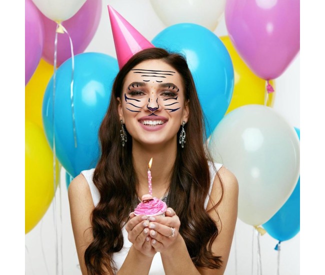 Sticker Temporar pentru Fata, Flippy, pentru Machiaj, Face Art, Halloween, Teatru, Model Leu, Portocaliu