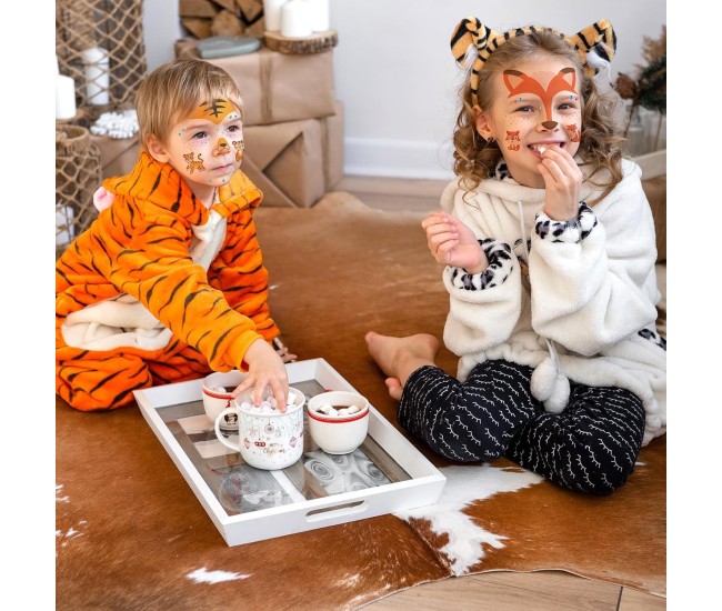 Sticker Temporar pentru Fata, Flippy, pentru Machiaj, Face Art, Halloween, Teatru, Model Vulpe, Portocaliu