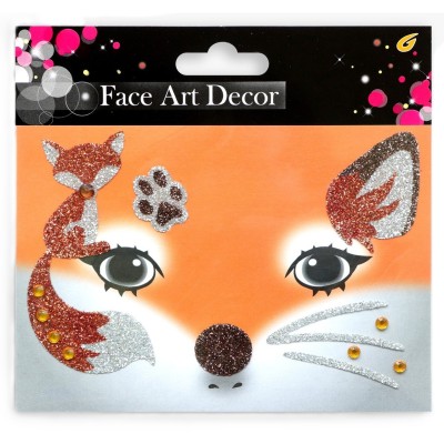 Sticker Temporar pentru Fata, Flippy, pentru Machiaj, Face Art, Halloween, Teatru, Model Vulpe, Portocaliu Sticker Temporar pentru Fata, Flippy, pentru Machiaj, Face Art, Halloween, Teatru, Model Vulpe, Portocaliu