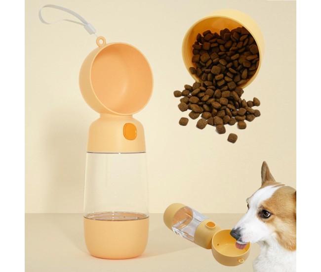 Sticla Animale, Flippy, Portabila, pentru Hrana si Apa, din ABS, 400 ml/182 ml, 25.5 x 8 x 9 cm, Galben Sticla Animale, Flippy, Portabila, pentru Hrana si Apa, din ABS, 400 ml/182 ml, 25.5 x 8 x 9 cm, Galben