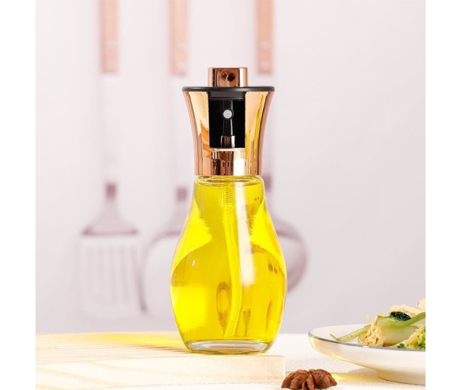 Sticla de ulei cu Pulverizator, Flippy, Sticla pentru Lichide de Bucatarie, Otet, Sos, 16.7 x 5.2 cm, Volum 200 ml, Roz Gold Sticla de ulei cu Pulverizator, Flippy, Sticla pentru Lichide de Bucatarie, Otet, Sos, 16.7 x 5.2 cm, Volum 200 ml, Roz Gold