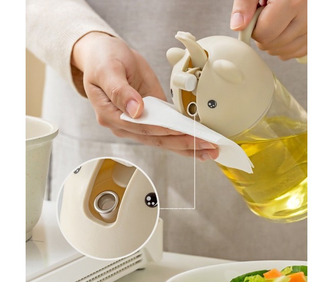 Recipient de ulei, Flippy, Model Ursulet, Sticla pentru Lichide de Bucatarie, Inchidere Deschidere Automata, 18.5 x 13 cm, Volum 630 ml, Bej Recipient de ulei, Flippy, Model Ursulet, Sticla pentru Lichide de Bucatarie, Inchidere Deschidere Automata, 18.5 x 13 cm, Volum 630 ml, Bej