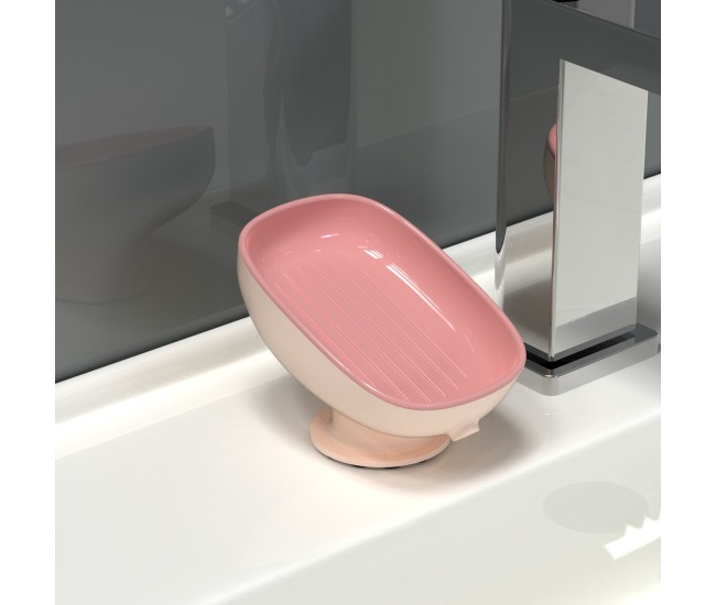 Savoniera din Plastic, Flippy, cu Ventuza, Design Modern, Roz Savoniera din Plastic, Flippy, cu Ventuza, Design Modern, Roz
