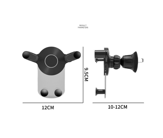 Suport Auto de Telefon, Flippy, pentru Ventilatie, din ABS, cu Clipsuri, Rotativ, 12x9.5x12 cm, Negru-Transparent Suport Auto de Telefon, Flippy, pentru Ventilatie, din ABS, cu Clipsuri, Rotativ, 12x9.5x12 cm, Negru-Transparent