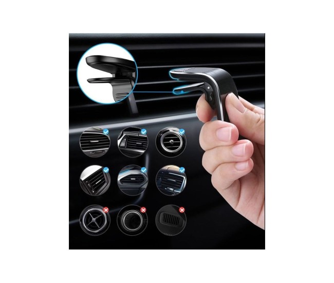 Suport auto Flippy, cu magneti puternici neodim, pentru telefon, tableta, gps, cu prindere pe grila de ventilatie, Negru Suport auto Flippy, cu magneti puternici neodim, pentru telefon, tableta, gps, cu prindere pe grila de ventilatie, Negru