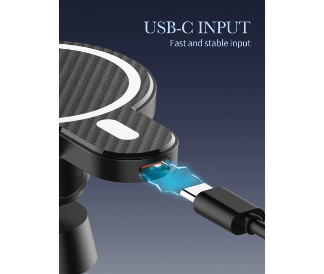 Suport auto MagSafe cu incarcare wireless 15W, Flippy, pentru seria iPhone 12, seria iPhone 13 si seria iPhone 14, Negru Suport auto MagSafe cu incarcare wireless 15W, Flippy, pentru seria iPhone 12, seria iPhone 13 si seria iPhone 14, Negru