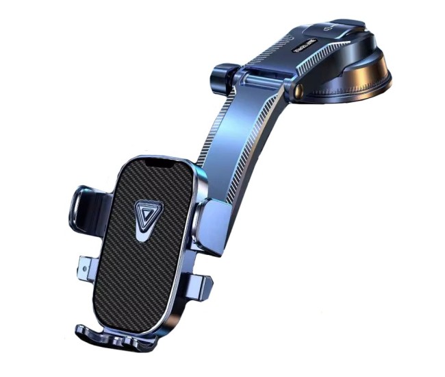 Suport Auto Multifunctional pentru Telefon, Flippy, Suport pentru Navigatie, Rotativ cu Ventuza, cu fixare Geam si Parbriz, 20 x 14 x 11 cm, Albastru Carbon