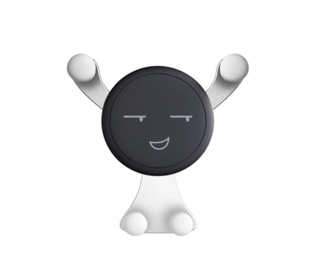 Suport de Telefon, Flippy, pentru Ventilatie, din ABS si Silicon, 11 x 10 x 4 cm, pentru Telefon 4.0 - 6.0 inch, Model Smiley Face, Argintiu