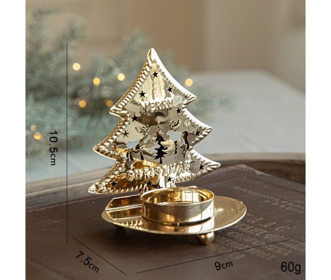 Suport Decorativ pentru Lumanare de Craciun, Flippy, Model Brad Auriu din Art Metal, pentru Masa fara Agatare, 10.5 x 9 x 7.5 cm, Auriu Suport Decorativ pentru Lumanare de Craciun, Flippy, Model Brad Auriu din Art Metal, pentru Masa fara Agatare, 10.5 x 9 x 7.5 cm, Auriu