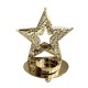 Suport Decorativ pentru Lumanare de Craciun, Flippy, Model Stea Aurie din Art Metal, pentru Masa fara Agatare, 12 x 11 x 7.2 cm, Auriu