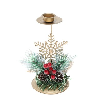 Suport Decorativ pentru Lumanare de Craciun, Flippy, Ornament pentru Lumanare, Model Fulg de Nea Auriu cu Crengute de Brad, din Art Metal, pentru Masa, fara Lumanare, 15 x 8 cm, Auriu Suport Decorativ pentru Lumanare de Craciun, Flippy, Ornament pentru Lumanare, Model Fulg de Nea Auriu cu Crengute de Brad, din Art Metal, pentru Masa, fara Lumanare, 15 x 8 cm, Auriu
