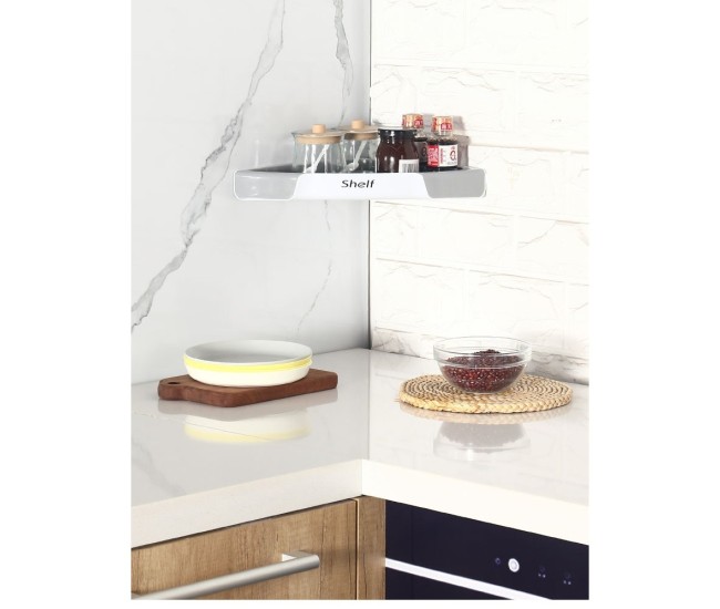 Suport Depozitare, Flippy, din Plastic, Montare fara Perforatii, pentru Baie/Bucatarie, 28 x 39 x 4.5 cm, Gri Suport Depozitare, Flippy, din Plastic, Montare fara Perforatii, pentru Baie/Bucatarie, 28 x 39 x 4.5 cm, Gri