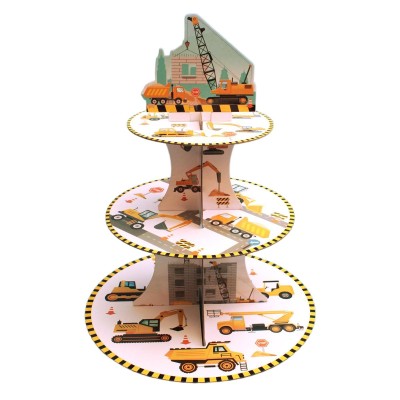 Suport Etajat pentru Prajituri, Flippy, cu Tematica Santier de Constructie, 3 Nivele, 38 cm, Model 3, Multicolor Suport Etajat pentru Prajituri, Flippy, cu Tematica Santier de Constructie, 3 Nivele, 38 cm, Model 3, Multicolor