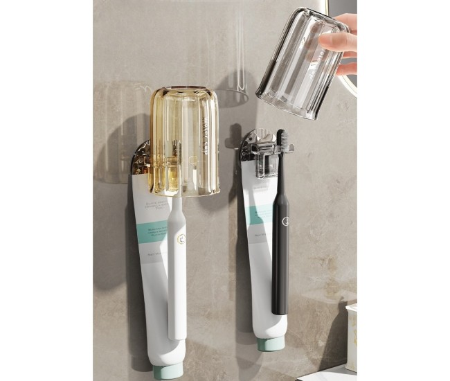 Suport Multifunctional 2 in 1, Pahar si Suport pentru Periuta de Dinti, Flippy, Plastic, Dimensiune: 10.4 x 7.3 x 7.3 cm, Gri Suport Multifunctional 2 in 1, Pahar si Suport pentru Periuta de Dinti, Flippy, Plastic, Dimensiune: 10.4 x 7.3 x 7.3 cm, Gri