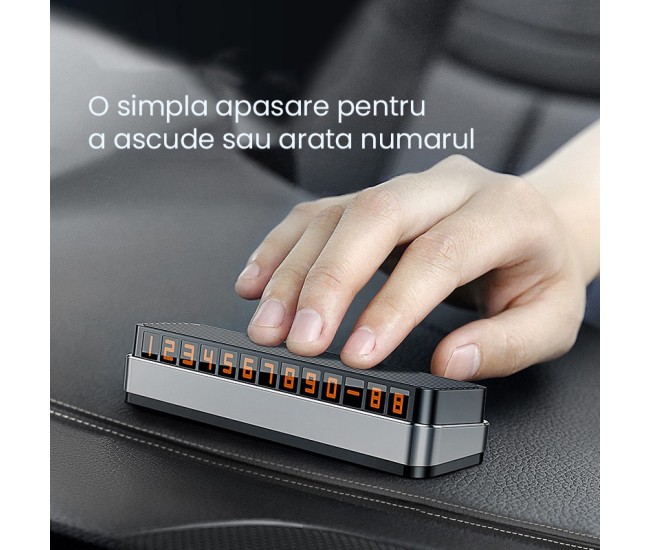 Suport Numar de Telefon pentru Parcare Auto, Flippy, Suport pentru Numarul de telefon, Pop-Up pentru Ascundere, Banda Adeziva Inclusa, 150 x 52 x 60 mm, Cifre Rosii, Space Gray Suport Numar de Telefon pentru Parcare Auto, Flippy, Suport pentru Numarul de telefon, Pop-Up pentru Ascundere, Banda Adeziva Inclusa, 150 x 52 x 60 mm, Cifre Rosii, Space Gray