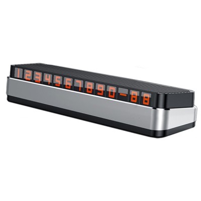 Suport Numar de Telefon pentru Parcare Auto, Flippy, Suport pentru Numarul de telefon, Pop-Up pentru Ascundere, Banda Adeziva Inclusa, 150 x 52 x 60 mm, Cifre Rosii, Space Gray