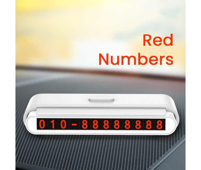 Suport Numar de Telefon pentru Parcare Auto, Flippy, Suport pentru Numarul detelefon, Banda glisanta pentru Ascundere, Banda Adeziva Inclusa, 120 x 48 x 24 mm, Cifre Rosii, Gri deschis