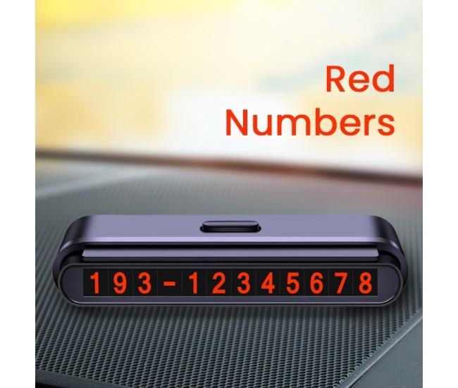 Suport Numar de Telefon pentru Parcare Auto, Flippy, Suport pentru Numarul detelefon, Banda glisanta pentru Ascundere, Banda Adeziva Inclusa, 120 x 48 x 24 mm, Cifre Rosii, Negru