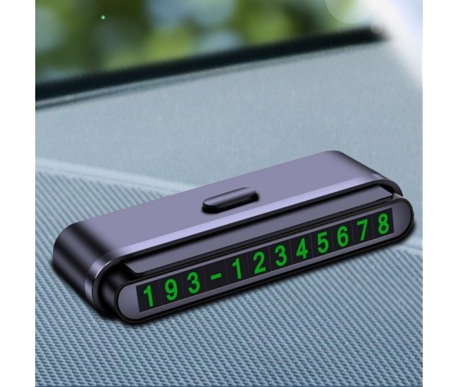 Suport Numar de Telefon pentru Parcare Auto, Flippy, Suport pentru Numarul detelefon, Banda glisanta pentru Ascundere, Banda Adeziva Inclusa, 120 x 48 x 24 mm, Cifre Verzi, Negru Mat