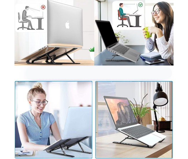 Suport pentru Laptop, Flippy, Suport Portabil Pliabil, Universal Reglabil Suspendat pentru Tableta, din Aliaj si ABS, 100-160 mm, 26 x 19 x 16 cm, Negru Suport pentru Laptop, Flippy, Suport Portabil Pliabil, Universal Reglabil Suspendat pentru Tableta, din Aliaj si ABS, 100-160 mm, 26 x 19 x 16 cm, Negru