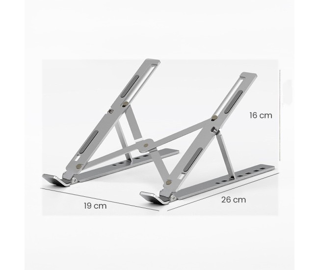 Suport pentru Laptop, Flippy, Suport Portabil Pliabil, Universal Reglabil Suspendat pentru Tableta, din Aliaj si ABS, 100-160 mm, 26 x 19 x 16 cm, Silver Gray Suport pentru Laptop, Flippy, Suport Portabil Pliabil, Universal Reglabil Suspendat pentru Tableta, din Aliaj si ABS, 100-160 mm, 26 x 19 x 16 cm, Silver Gray
