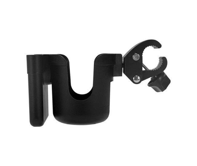 Suport pentru Pahar si Telefon, Flippy, Suport Universal pentru Sticle cu Fixare de bara, Compatibil cu Bicicleta, Carucior pentru Bebelusi, 20 x 10 x 9.5 cm, Negru
