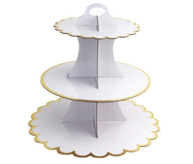 Suport Etajat pentru Prajituri, Flippy, cu Tematica Aniversare, 3 Nivele, Model 7, Alb Suport Etajat pentru Prajituri, Flippy, cu Tematica Aniversare, 3 Nivele, Model 7, Alb