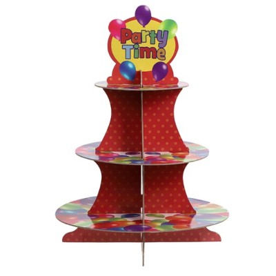 Suport Prajituri, Flippy, 3 Etaje, Design de Petrecere, pentru Prajituri, Candy Bar, din Carton, Rosu/Multicolor Suport Prajituri, Flippy, 3 Etaje, Design de Petrecere, pentru Prajituri, Candy Bar, din Carton, Rosu/Multicolor