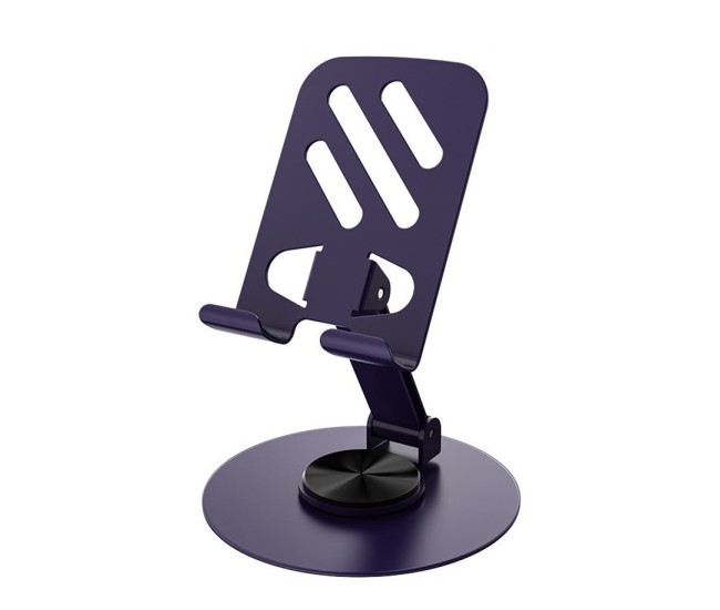 Suport rotativ pentru telefon, Flippy, Complet Metalic, Pliabil, Design Modern pentru Desktop, Multifunctional, Compatibil cu Tableta, 10.5 x 9 x 9 cm, 80 g, Mov inchis