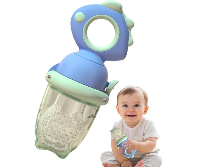 Suzeta pentru Fructe, Flippy, pentru Bebelusi, din Silicon Alimentar, +4 Luni, 2 mm Grosime Gauri Tetina, 12.4 x 5.1 x 4.7 cm, Albastru