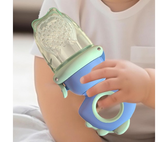 Suzeta pentru Fructe, Flippy, pentru Bebelusi, din Silicon Alimentar, +4 Luni, 2 mm Grosime Gauri Tetina, 12.4 x 5.1 x 4.7 cm, Albastru