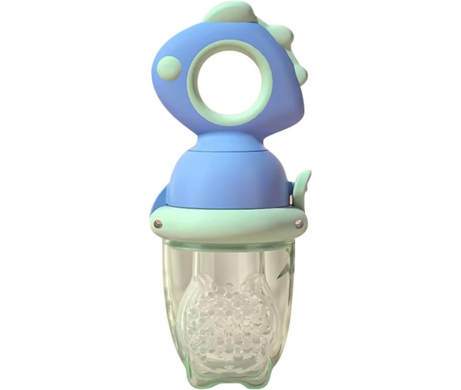 Suzeta pentru Fructe, Flippy, pentru Bebelusi, din Silicon Alimentar, +4 Luni, 2 mm Grosime Gauri Tetina, 12.4 x 5.1 x 4.7 cm, Albastru