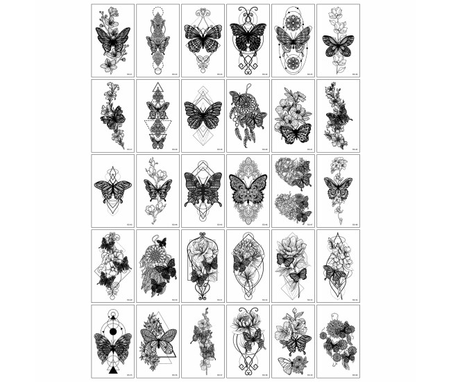 Set 30 Tatuaje Temporare, Flippy, pe Baza de Apa, Model 3, Negru