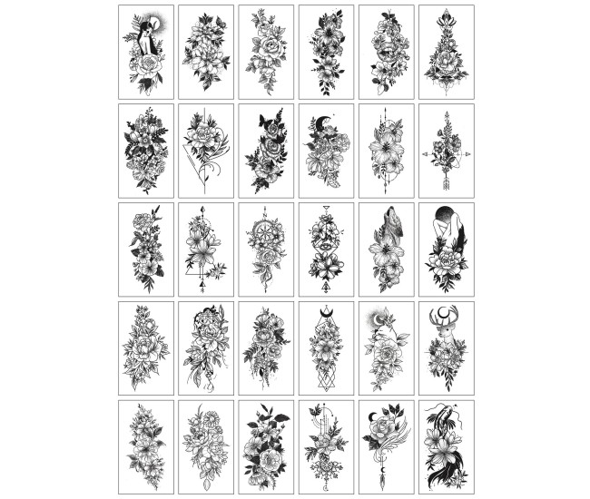 Set 30 Tatuaje Temporare, Flippy, pe Baza de Apa, Model 4, Negru