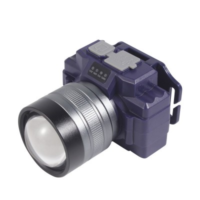 Telescopic zoom outdoor headlight LED strong light long-range head-mounted flashlight patrol night fishing lighting lithium battery mining lamp - Color: SQ-064