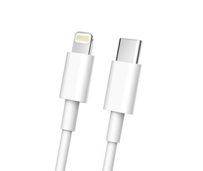 Cablu de date Fast Charge, Flippy, Power Delivery 27W, Compatibil cu iPhone, Port TYPE-C Lightning, Lungime 2 m, Alb