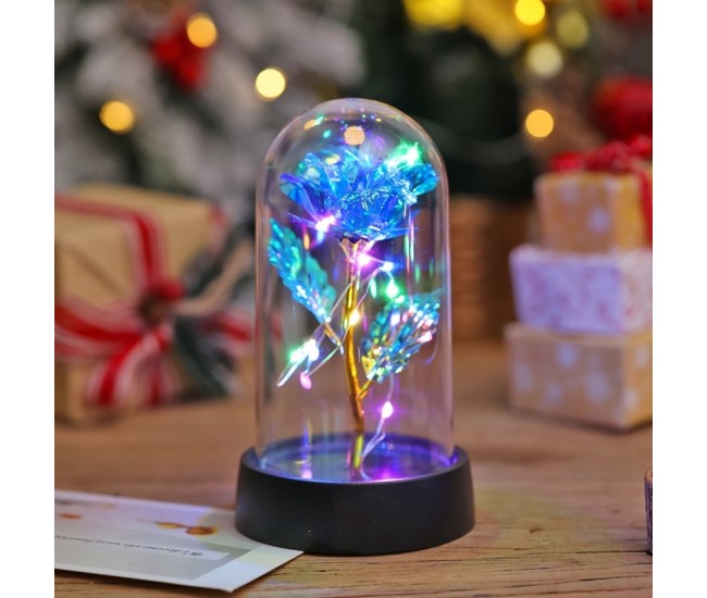 Trandafir in Cupola, Flippy, cu Lumina Led Multicolora, Baterii, 8.5 x 15 cm, Albastru Trandafir in Cupola, Flippy, cu Lumina Led Multicolora, Baterii, 8.5 x 15 cm, Albastru