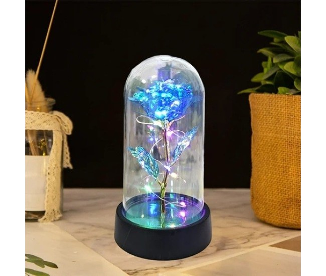 Trandafir in Cupola, Flippy, cu Lumina Led Multicolora, Baterii, 8.5 x 15 cm, Albastru Trandafir in Cupola, Flippy, cu Lumina Led Multicolora, Baterii, 8.5 x 15 cm, Albastru