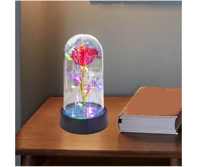Trandafir in Cupola, Flippy, cu Lumina Led Multicolora, Baterii, 8.5 x 15 cm, Rosu Trandafir in Cupola, Flippy, cu Lumina Led Multicolora, Baterii, 8.5 x 15 cm, Rosu