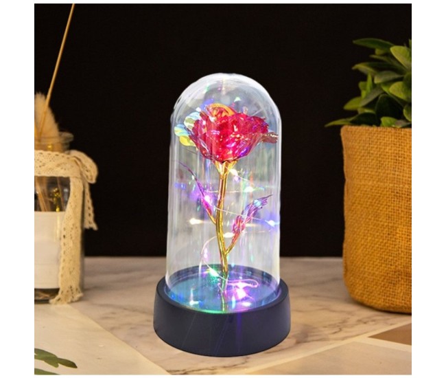 Trandafir in Cupola, Flippy, cu Lumina Led Multicolora, Baterii, 8.5 x 15 cm, Rosu Trandafir in Cupola, Flippy, cu Lumina Led Multicolora, Baterii, 8.5 x 15 cm, Rosu