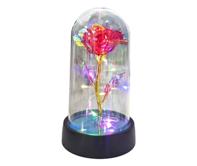 Trandafir in Cupola, Flippy, cu Lumina Led Multicolora, Baterii, 8.5 x 15 cm, Rosu Trandafir in Cupola, Flippy, cu Lumina Led Multicolora, Baterii, 8.5 x 15 cm, Rosu