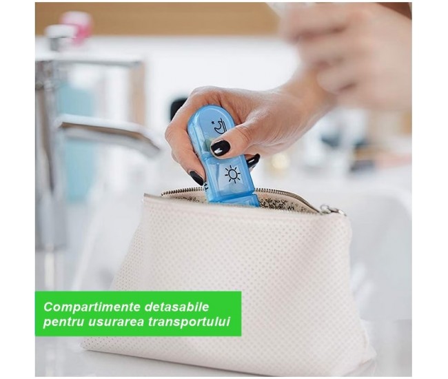 Cutie Depozitare Medicamente, Flippy, 7 Zile, 21 Compartimente, Cutie Suport, Recipiente Detasabile, Portabila, Multicolor, Cutie Transparenta, 15.6x12 cm Cutie Depozitare Medicamente, Flippy, 7 Zile, 21 Compartimente, Cutie Suport, Recipiente Detasabile, Portabila, Multicolor, Cutie Transparenta, 15.6x12 cm