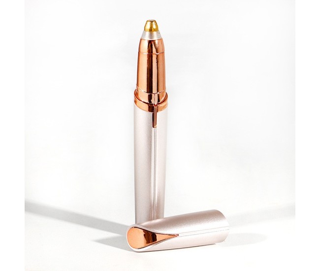 Trimmer Facial, Flippy, pentru Sprancene, Incarcare USB, 1.5 x 13 cm, din ABS, Sampanie