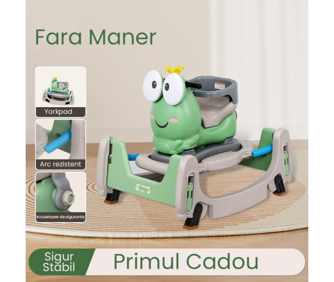 Masinuta Balansor Multifunctionala pentru Copii, Flippy, Model Cal Scooter de tip Masinuta Balansor, Varsta 1-3 ani, 84 x 80 x 58 cm, fara Maner, Verde