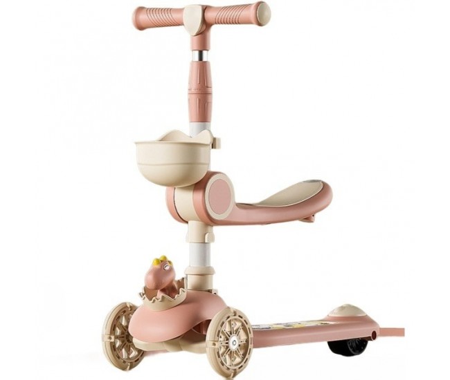 Trotineta Multifunctionala 3 in 1, Flippy, pentru Copii, 1-7 Ani, cu Lumini si Muzica, Reglabil 360, Pliere Usoara, Reglarea Inaltimii, Model Dinozaur, Alb/Roz Trotineta Multifunctionala 3 in 1, Flippy, pentru Copii, 1-7 Ani, cu Lumini si Muzica, Reglabil 360, Pliere Usoara, Reglarea Inaltimii, Model Dinozaur, Alb/Roz