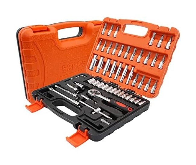 Trusa Chei Tubulare, Set 53 de Piese, Flippy, Surubelnita, Clichet, Tubulare, Imbus, Prelungitor, 27 x 20 x 5.5 cm, 1.5 kg, Cutie Rosu Trusa Chei Tubulare, Set 53 de Piese, Flippy, Surubelnita, Clichet, Tubulare, Imbus, Prelungitor, 27 x 20 x 5.5 cm, 1.5 kg, Cutie Rosu